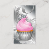Cupcake Carte de visite Crown Classy Argent Rose 2 (Devant)