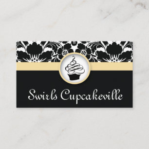 Cupcake Carte de visite Floral Damask Baby Jaune