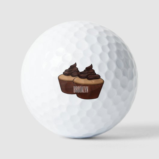 Cupcake cartoon illustratie golfballen (Voorkant)