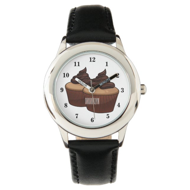 Cupcake cartoon illustratie horloge (Voorkant)