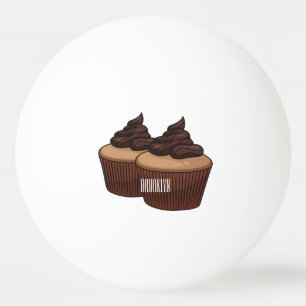 Cupcake cartoon illustratie pingpongballen