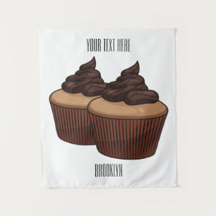 Cupcake cartoon illustratie wandkleed