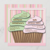 Cupcake Celebration Birthday Party Invitation Kaart (Voorkant / Achterkant)