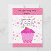 Cupcake Cerise Rose Invitation Anniversaire (Devant)