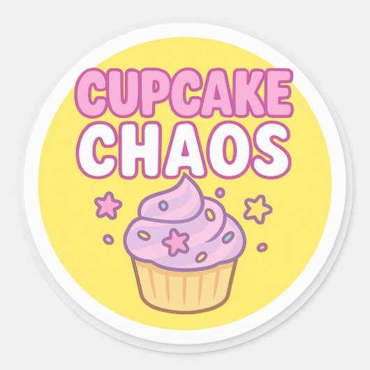 Cupcake Chaos Round Sticker (Devant)