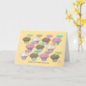 Cupcake Choir op Maize Verjaardag Kaart (Gele Bloem)