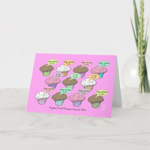 Cupcake Choir op roze verjaardag Kaart