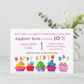 Cupcake coloré - Carte d'anniversaire fille (Debout devant)