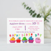 Cupcake coloré - Carte d'anniversaire fille 3x5 (Debout devant)