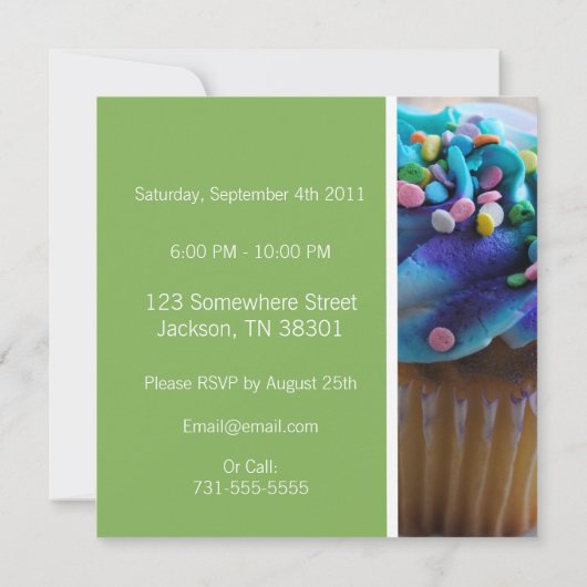 Cupcake coloré Invitations d'anniversaire (Dos)