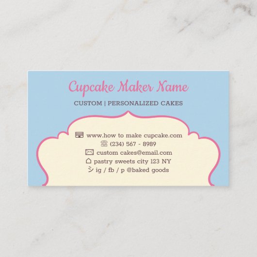 Cupcake Cute Baker sweets Visitekaartje (Achterkant)