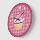 Cupcake Cute Pink Gingham Bakery Dessert Grote Klok (Hoek)