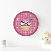 Cupcake Cute Pink Gingham Bakery Dessert Grote Klok (Huis)