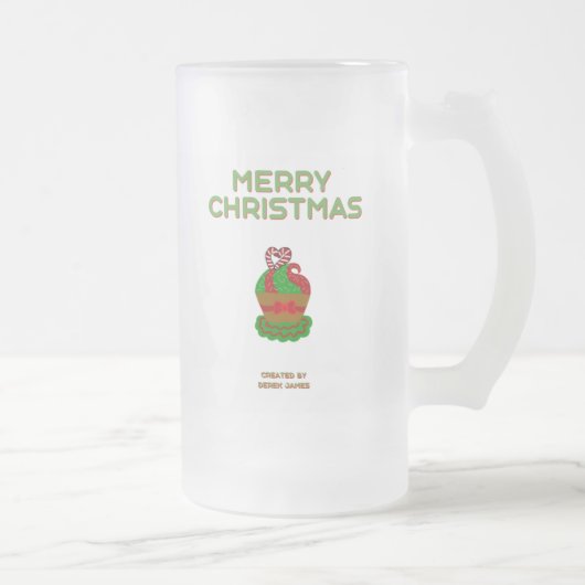 Cupcake de Noël Grosse Mug de verre givrée (Droit)