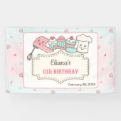 Cupcake Decorating Meisje Bakken Party Verjaardag Spandoek (Horizontaal)