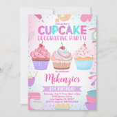 Cupcake Decorating Party Uitnodiging, Bewerkbare B Kaart (Voorkant)