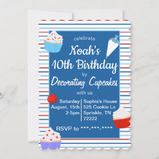Cupcake Décoration Anniversaire Invitation Rouge B