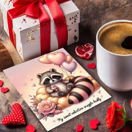 Cupcake Delight Raccoon Valentijnse Kaart