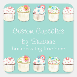 Cupcake Dessert Baking Bakery Business Identity Vierkante Sticker