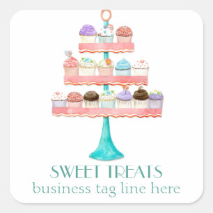 Cupcake Dessert Baking Bakery Business Package Vierkante Sticker