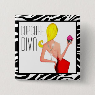 Cupcake DIVA Vierkante Button 5,1 Cm