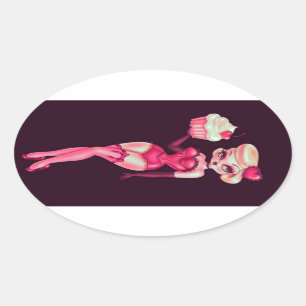 Cupcake Doll Ovale Sticker