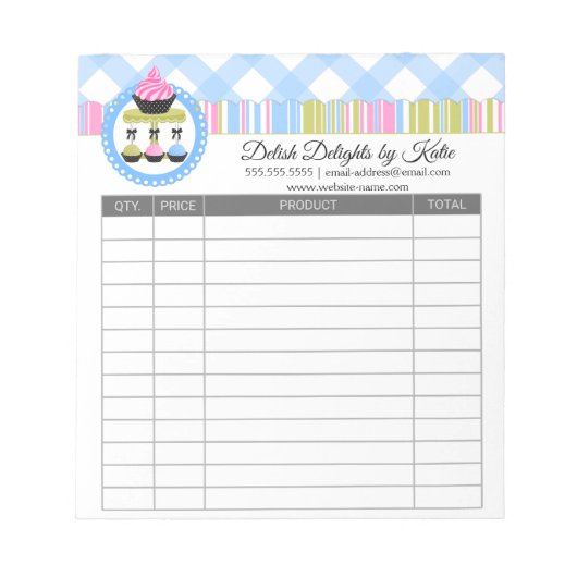 Cupcake- en Cake-Poppen ontvangstbewijzen Notitieblok (Voorkant)