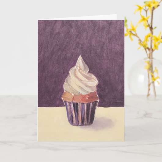 Cupcake En Carte Violette (Fleur jaune)