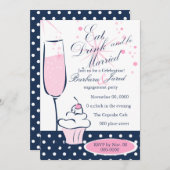 Cupcake en Champage Kaart (Voorkant / Achterkant)