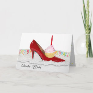 Cupcake En Chaussure Rouge Carte Anniversaire