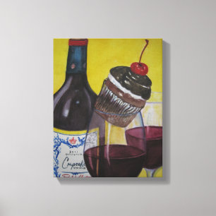 Cupcake en Cupcake-wijn Canvas Afdruk