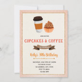 Cupcake en koffie thema feestuitnodiging kaart (Voorkant)