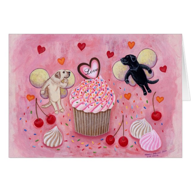 Cupcake en Labrador Fairies Painting (Voorkant Horizontaal)