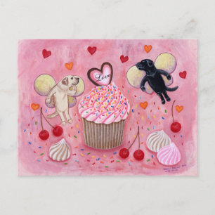 Cupcake en Labrador Fairies Painting Briefkaart