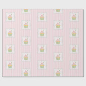 Cupcake en roze strepen Leuk Eetbaar Cadeaupapier (Vlak)