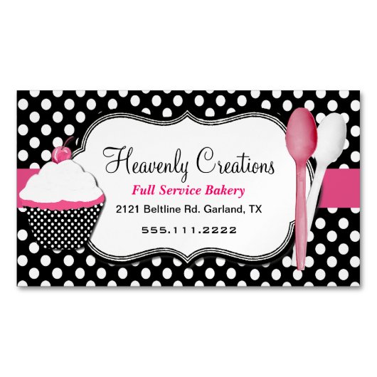 Cupcake en Spoons Bakery Shop Magnet Visitekaartje Magneet (Voorkant)