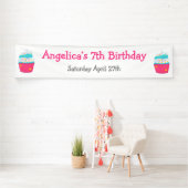 Cupcake en Sprinkles Birthday Party Spandoek (Insitu)