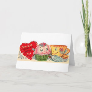  cupcake en theekop Valentijnsdag Kaart