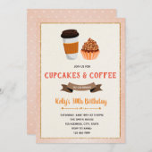 Cupcake et café à thème invitation (Devant / Derrière)
