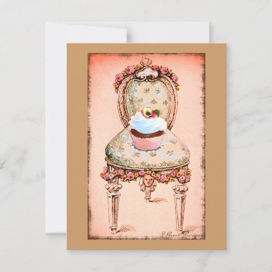 Cupcake et chaise Vintage Style Invitation Card (Devant)