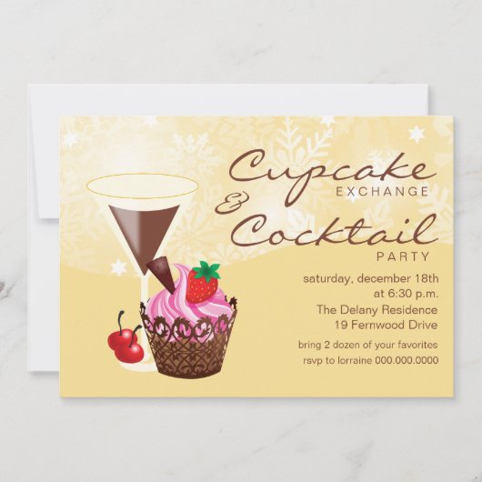 Cupcake Exchange & Cocktail Party Invitation crème (Devant)
