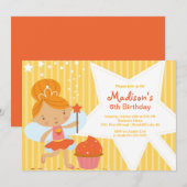 Cupcake Fairy Birthday Party Invitation Kaart (Voorkant / Achterkant)