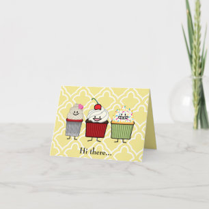 Cupcake familie glazuur besprenkelt kersenkoeken bedankkaart