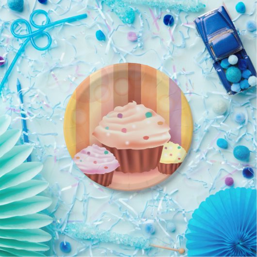 Cupcake Fantasy Kleurrijke snoepjes Papieren Bordje (Feest)