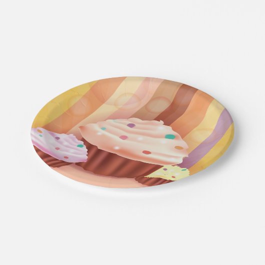 Cupcake Fantasy Kleurrijke snoepjes Papieren Bordje (Gekanteld)