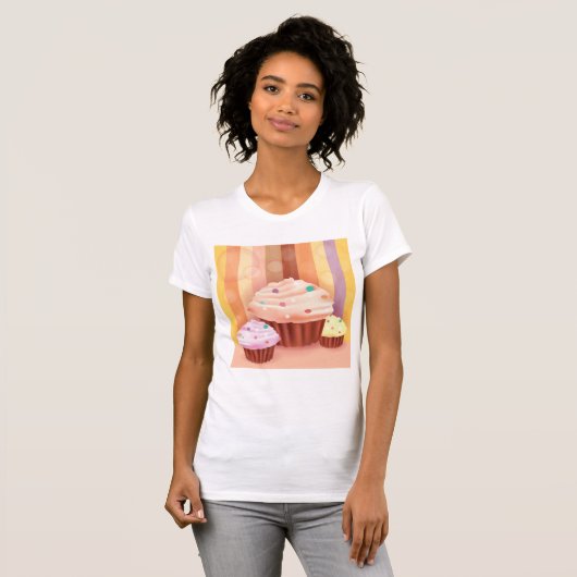 Cupcake Fantasy Kleurrijke snoepjes T-shirt (Voorkant volledig)