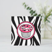 Cupcake Fashion Invitation - Zebra Print / Pink (Debout devant)