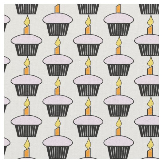 Cupcake fête d'anniversaire tissu à thème (Fermer)