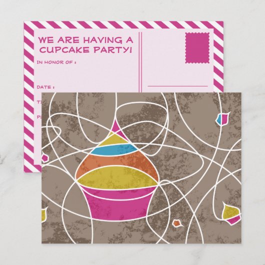 CUPCAKE formes invitation de partie (Devant / Derrière)