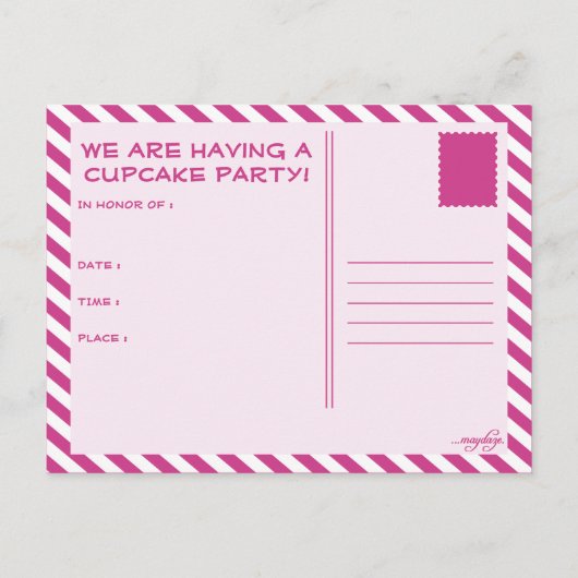 CUPCAKE formes invitation de partie (Dos)